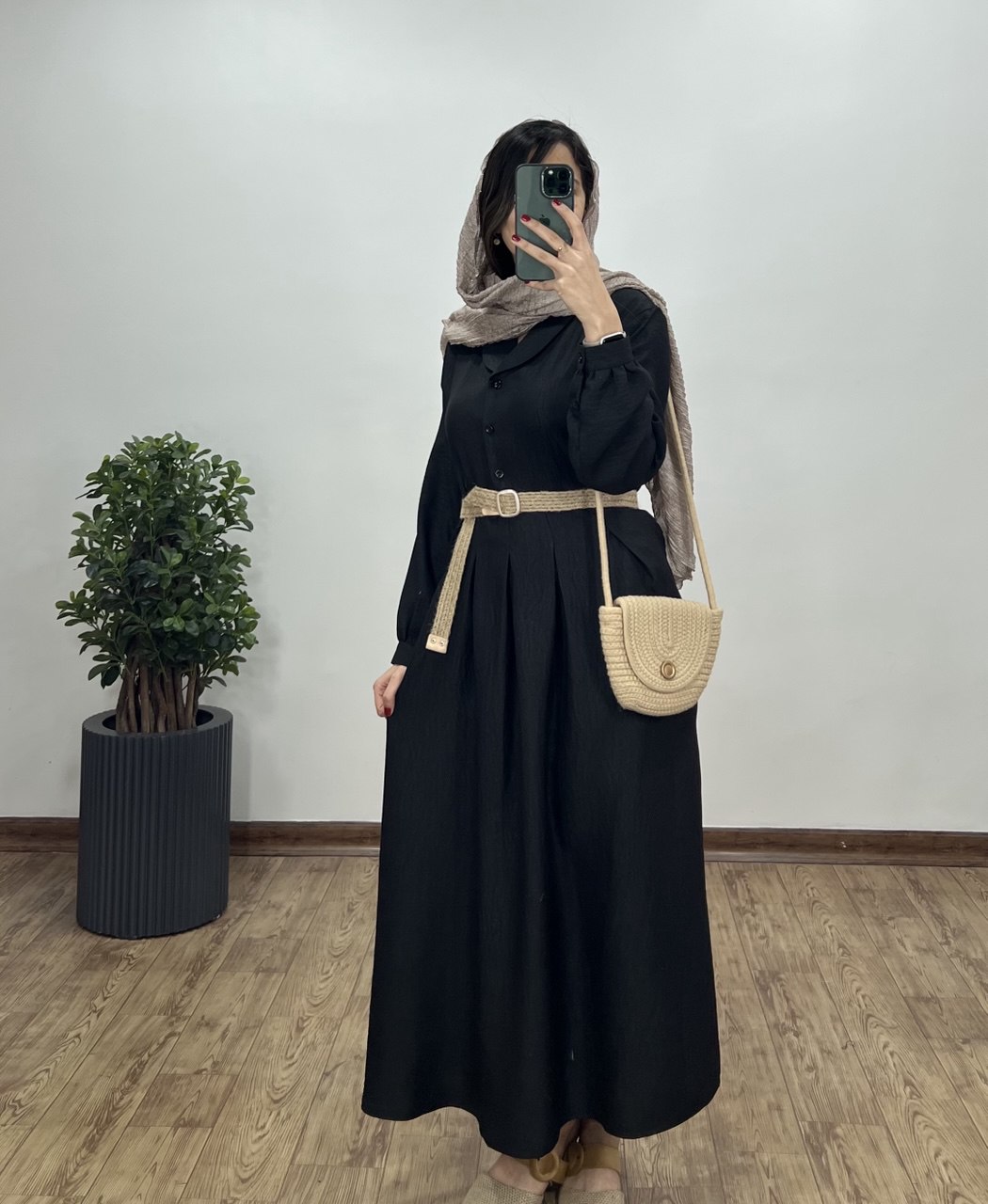 پیراهن مانتویی بلند بنفشه به همراه کمربند 2