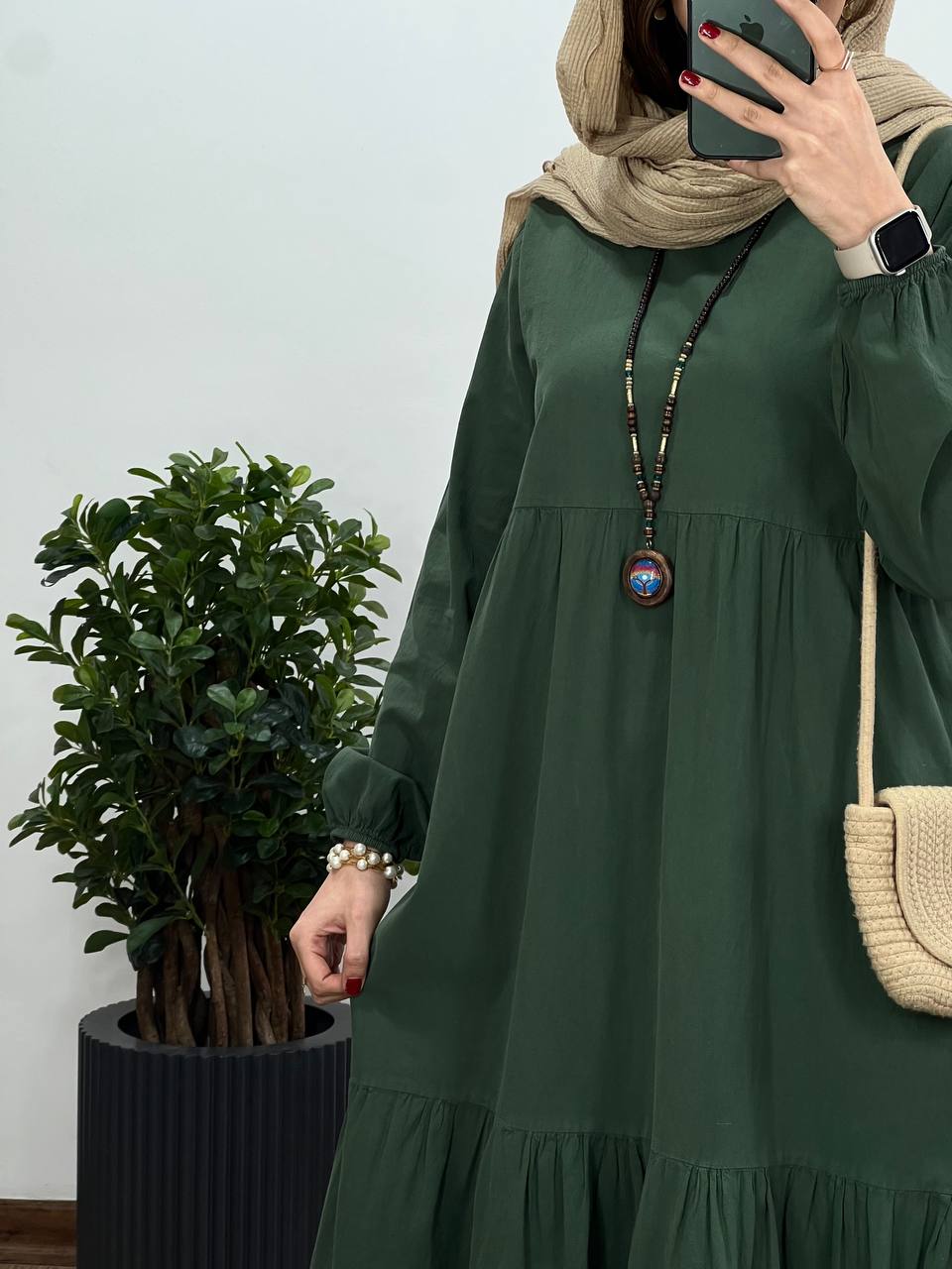 پیراهن مانتویی بلند لینن آیسو(ایراد دار)