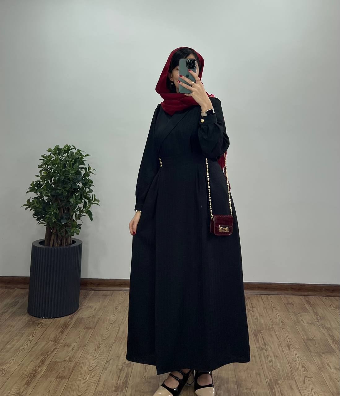 مانتو بلند شانتون صحرا مشکی