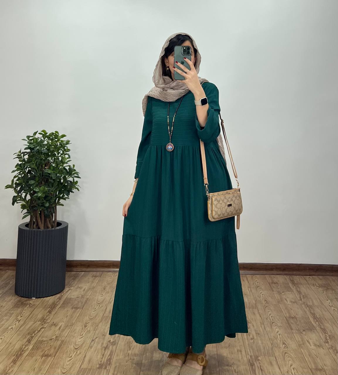 پیراهن مانتویی بلند آهو