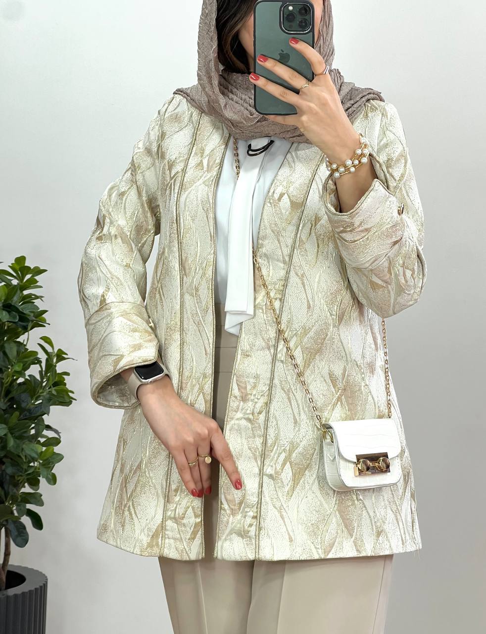 مانتو ژاکارد مغزی دوزی نفس