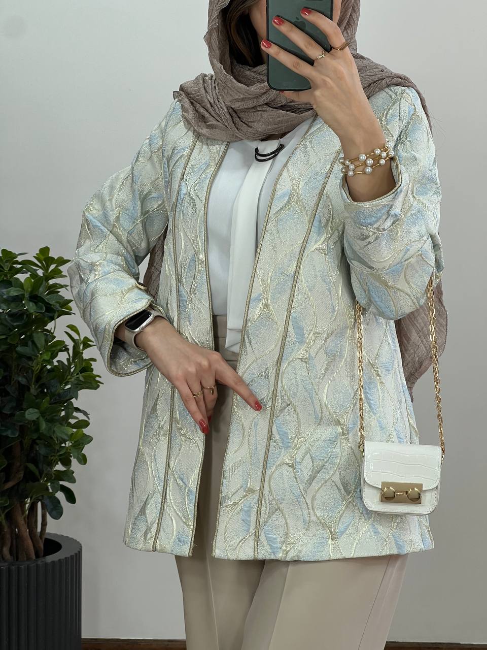 مانتو ژاکارد مغزی دوزی نفس