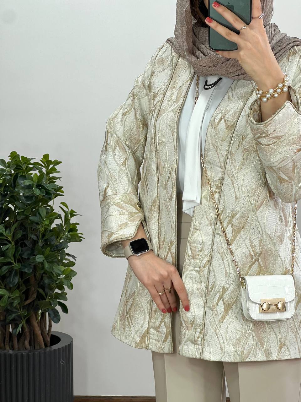 مانتو ژاکارد مغزی دوزی نفس