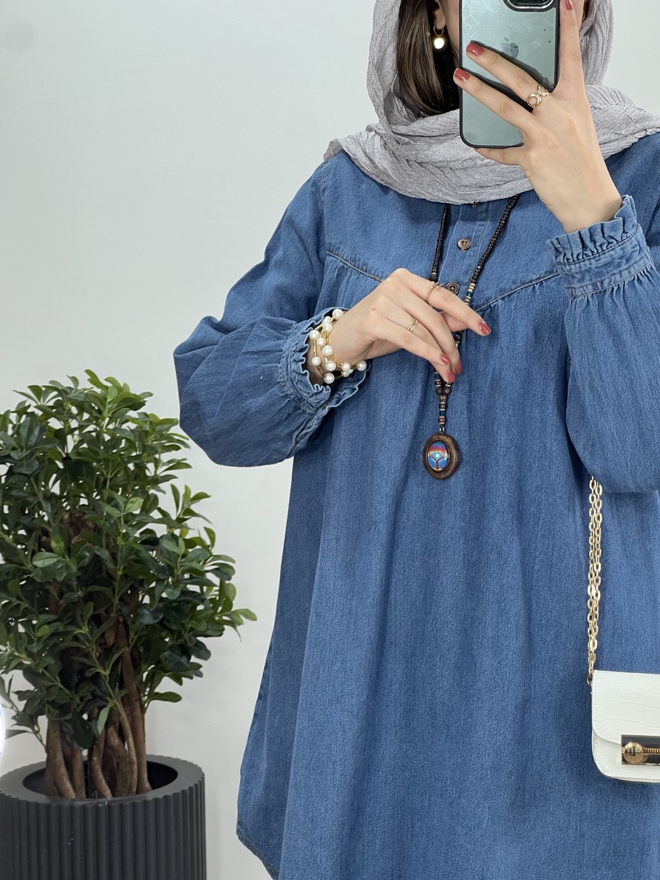 مانتو جین یقه چین پریناز 1(ایراد دار)