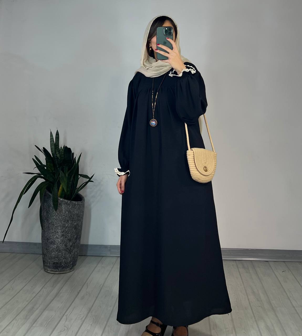 مانتو عبایی بلند رایلی کد 2475