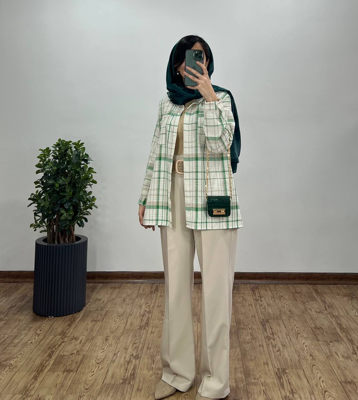 مانتو چهارخونه لینن کنفی 1