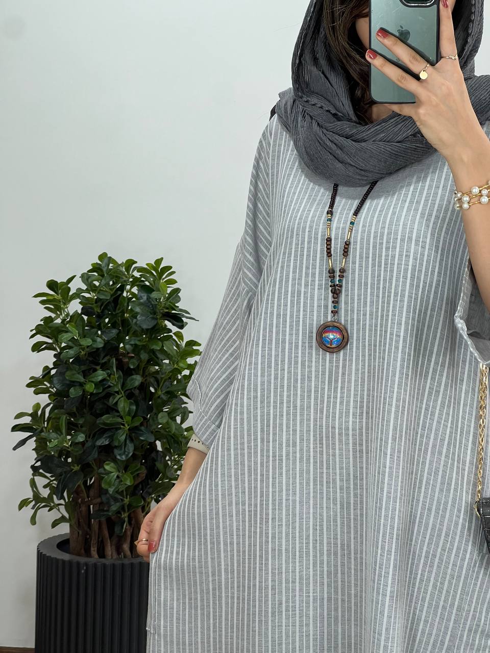 مانتو کفتان بلند لینن الناز 6 کد 2565