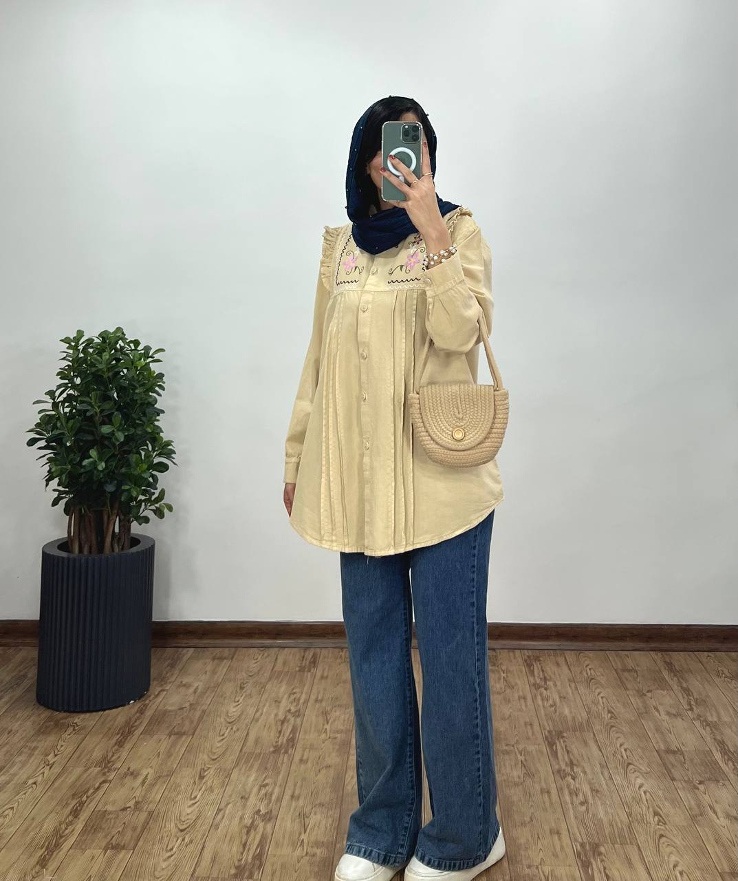 مانتو لینن گلدوزی پوپک