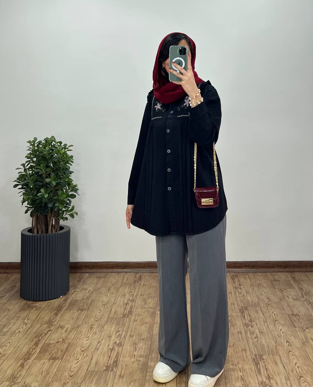 مانتو لینن گلدوزی پوپک