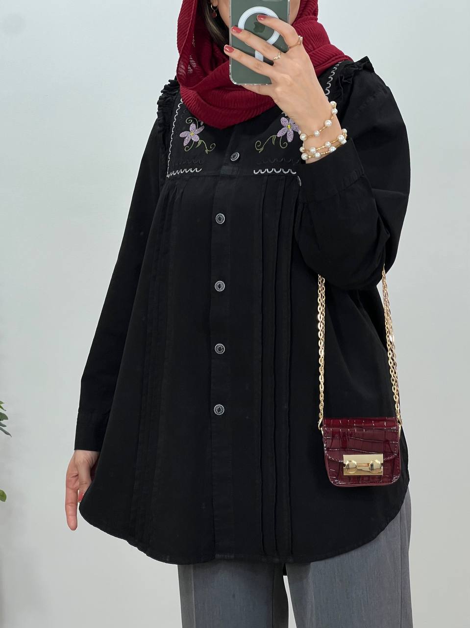 مانتو لینن گلدوزی پوپک