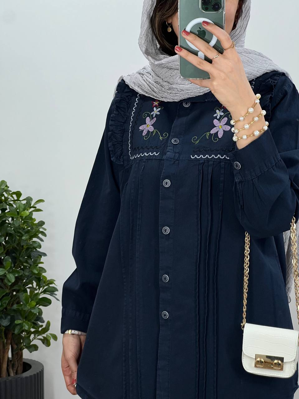 مانتو لینن گلدوزی پوپک