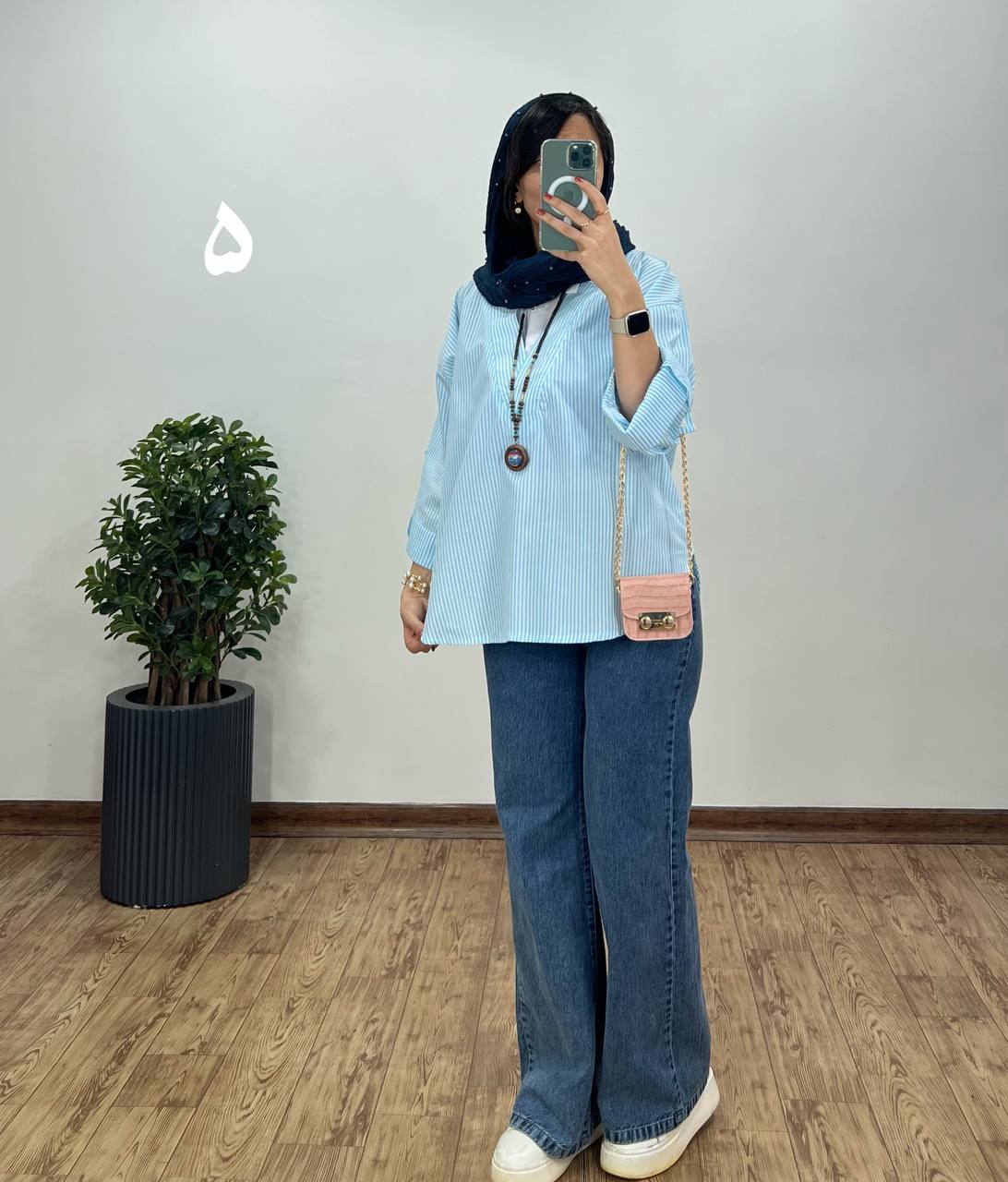 تونیک مانتویی یقه دار راه راه