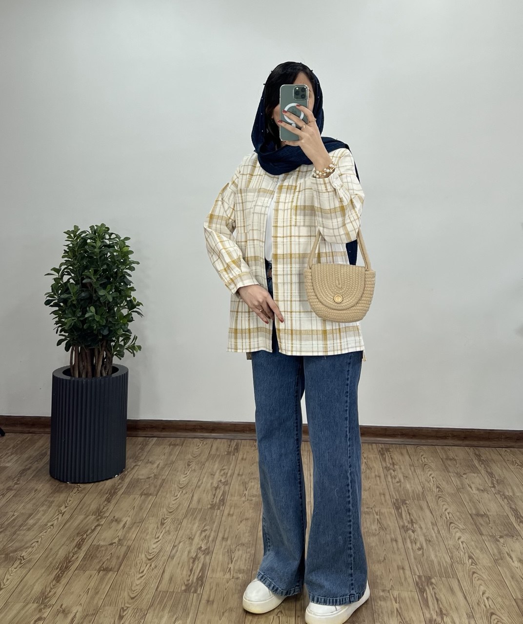 مانتو چهارخونه لینن کنفی 2