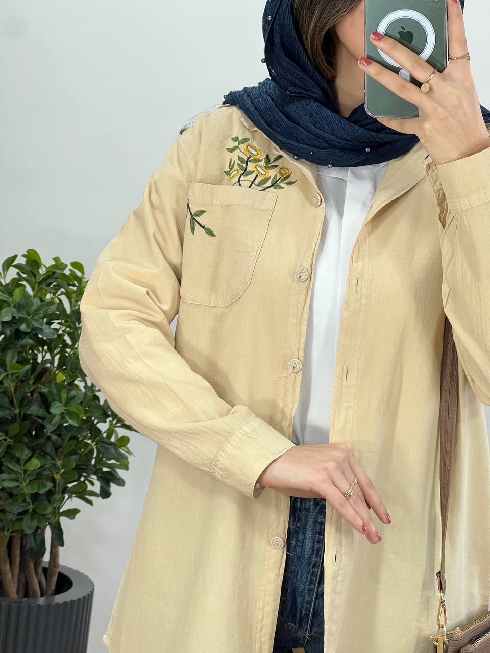 مانتو لینن گلدوزی تن آرا(ایراد دار)