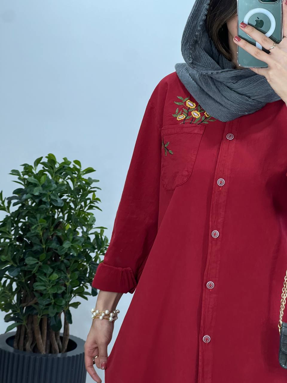 مانتو لینن گلدوزی تن آرا(ایراد دار)