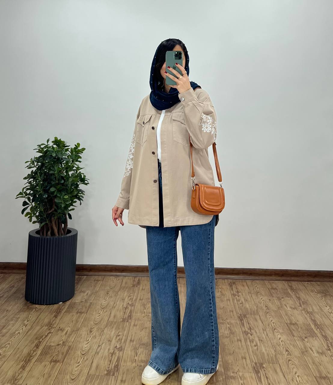 مانتو کتان کاغذی گلدوزی