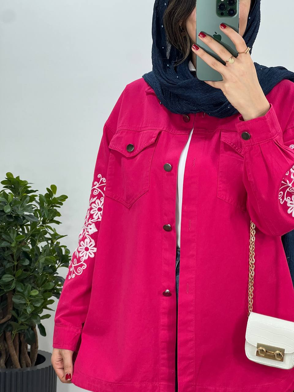 مانتو کتان کاغذی گلدوزی