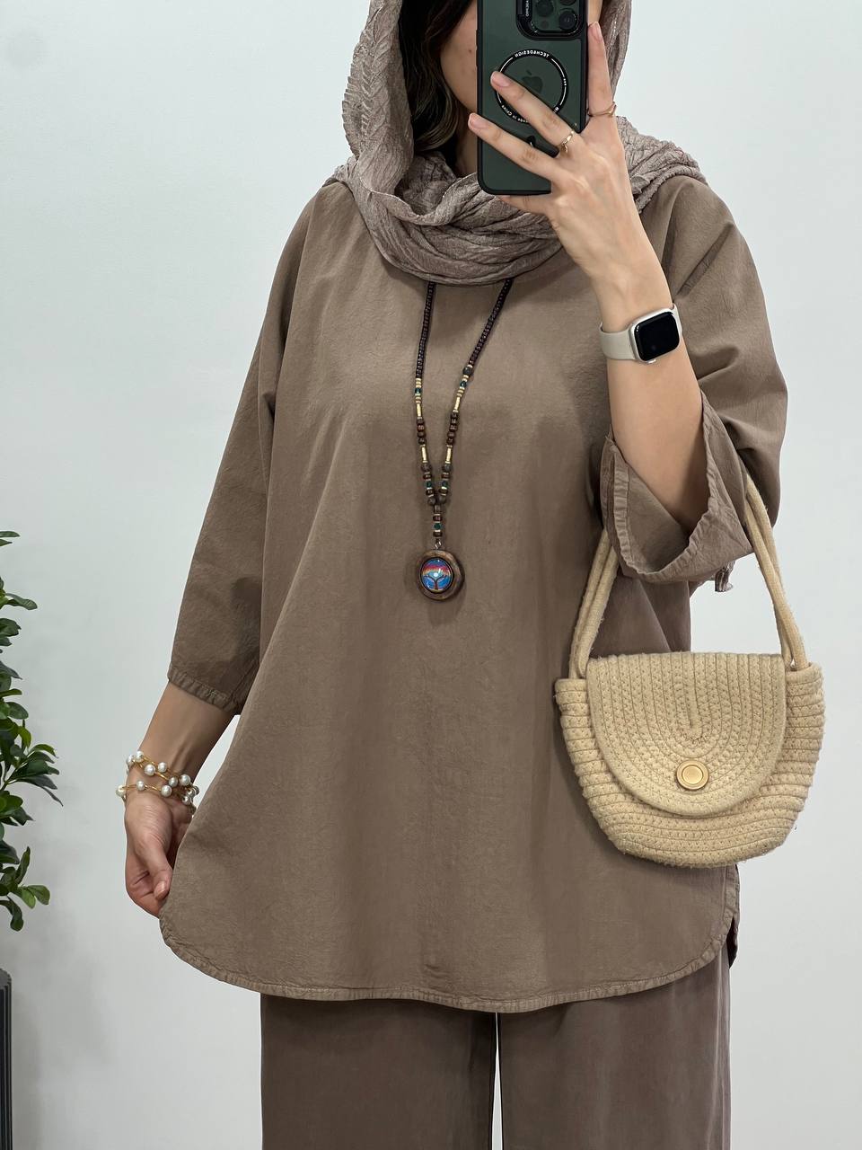 تونیک مانتویی لینن شاپرک(ایراد دار)