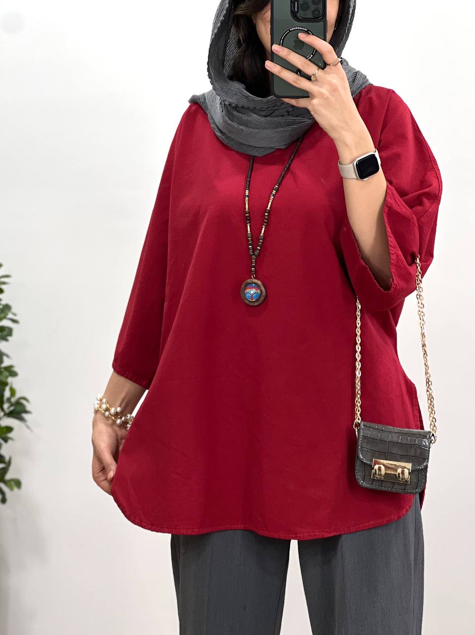 تونیک مانتویی لینن شاپرک(ایراد دار)