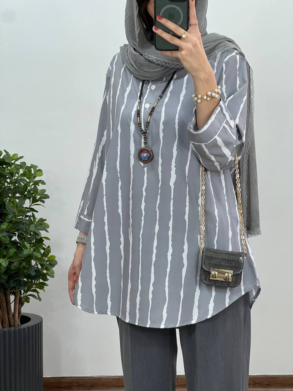 تونیک مانتویی جلوبسته پری کد 3031