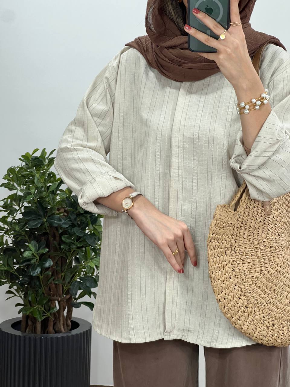 تونیک مانتویی دکمه مخفی جوانه
