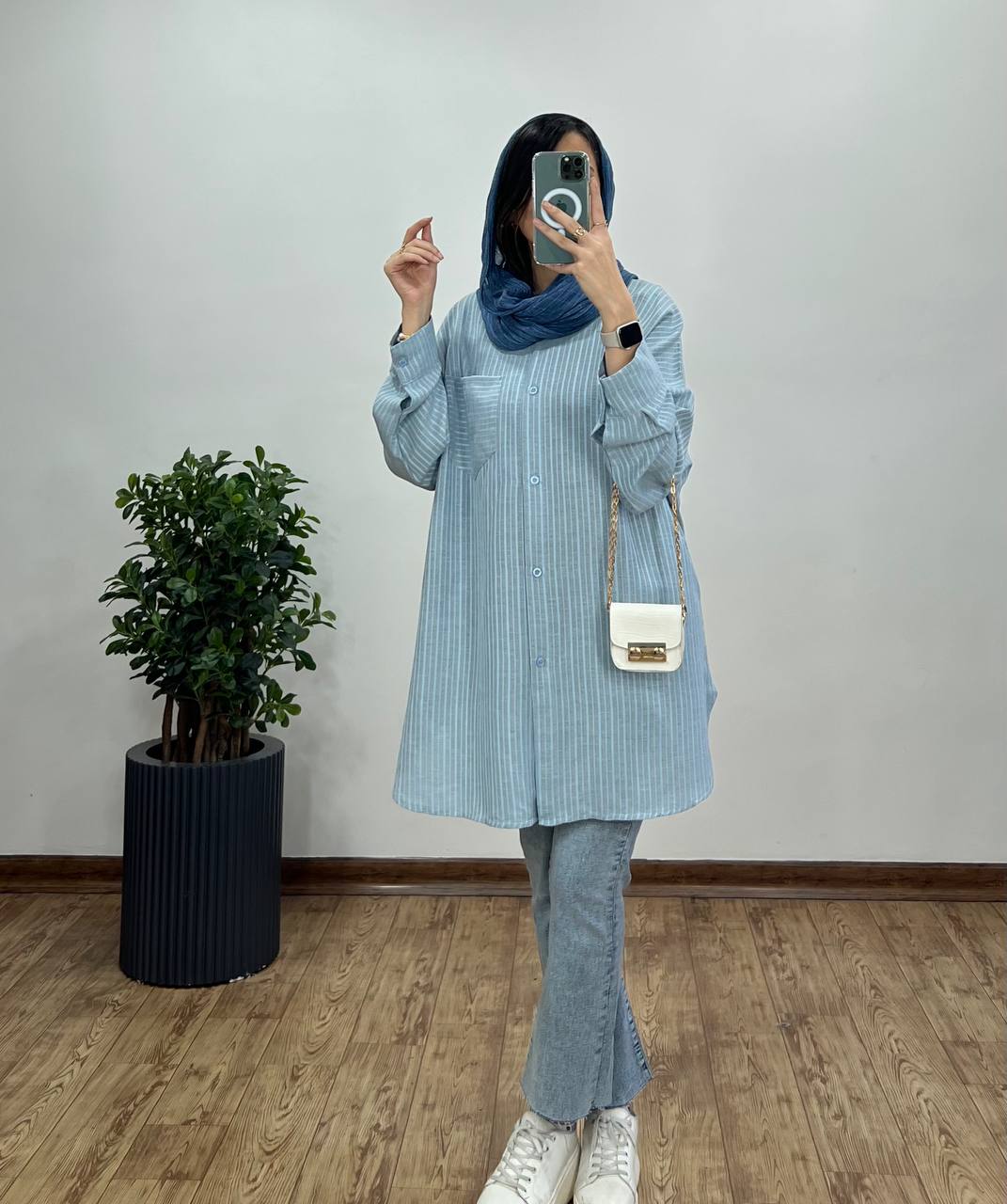 مانتو بلند دکمه دار حلیا 1