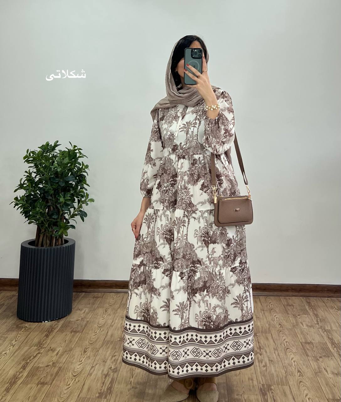 پیراهن بلند طرحدار نخل 1
