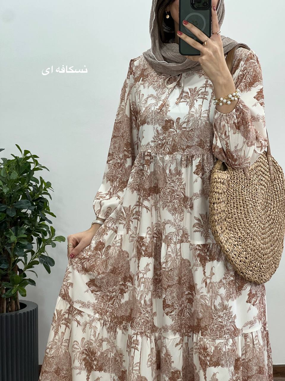 پیراهن بلند طرحدار نخل 1
