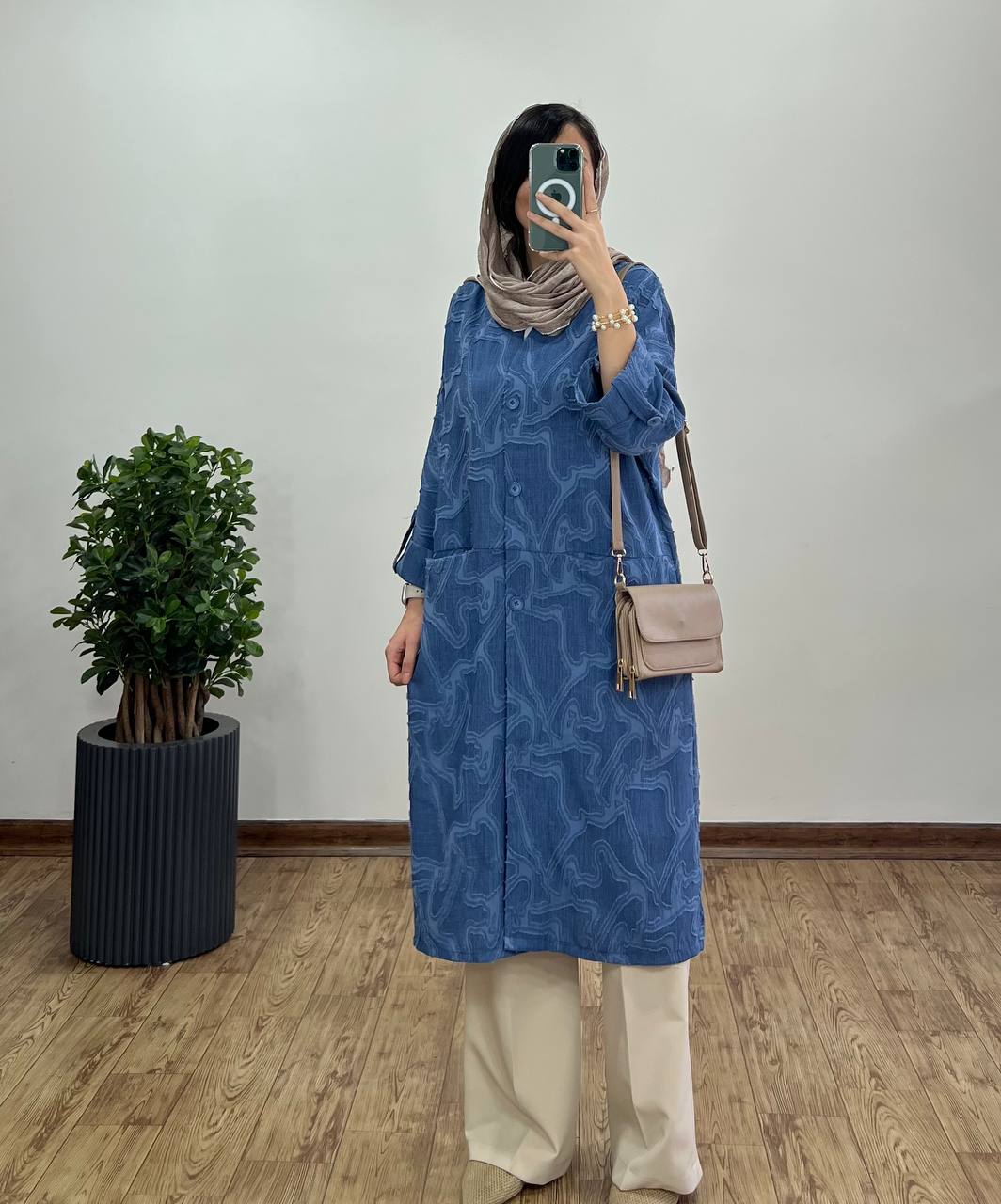 مانتو بلند جلو دکمه ژاکلین