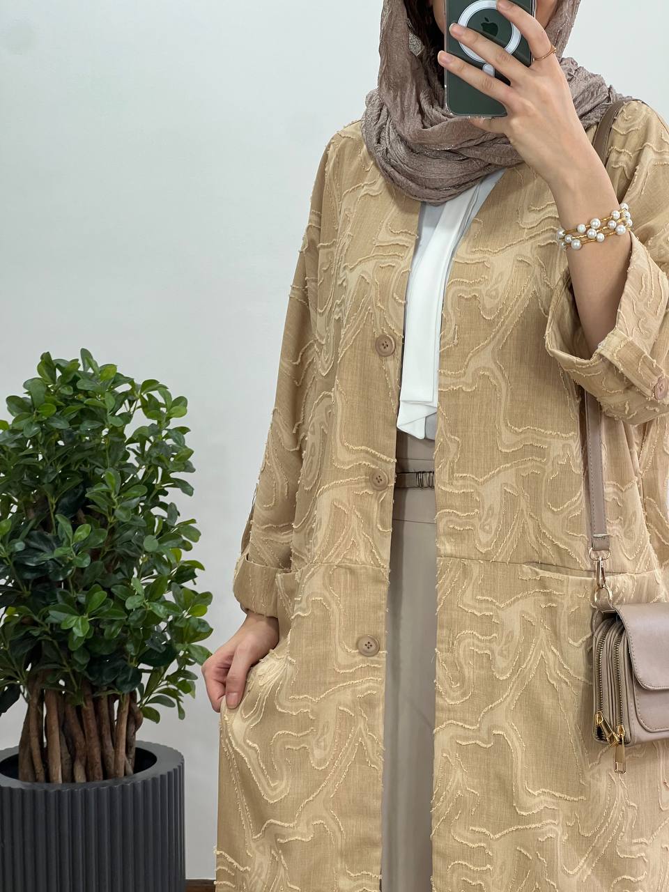 مانتو بلند جلو دکمه ژاکلین