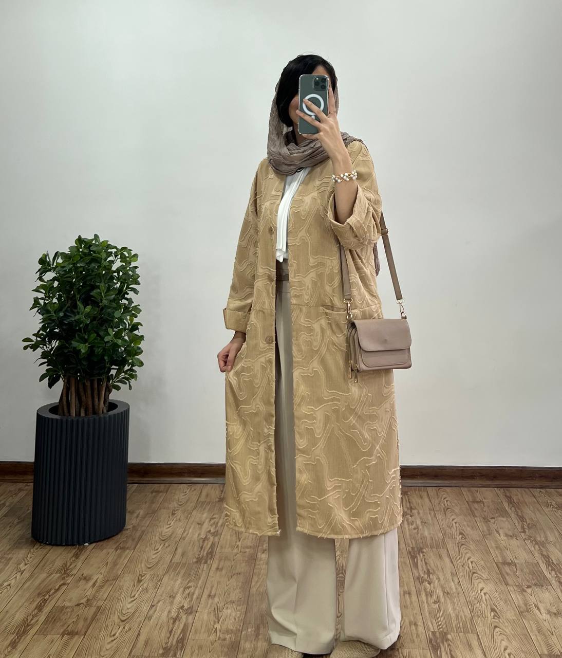 مانتو بلند جلو دکمه ژاکلین
