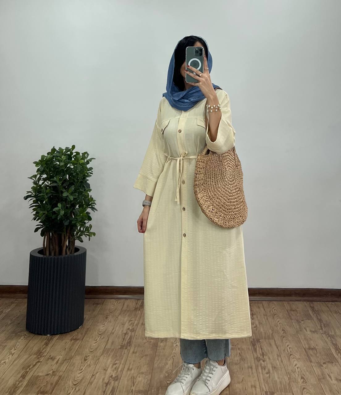 مانتو بلند کمر گت دار المیرا