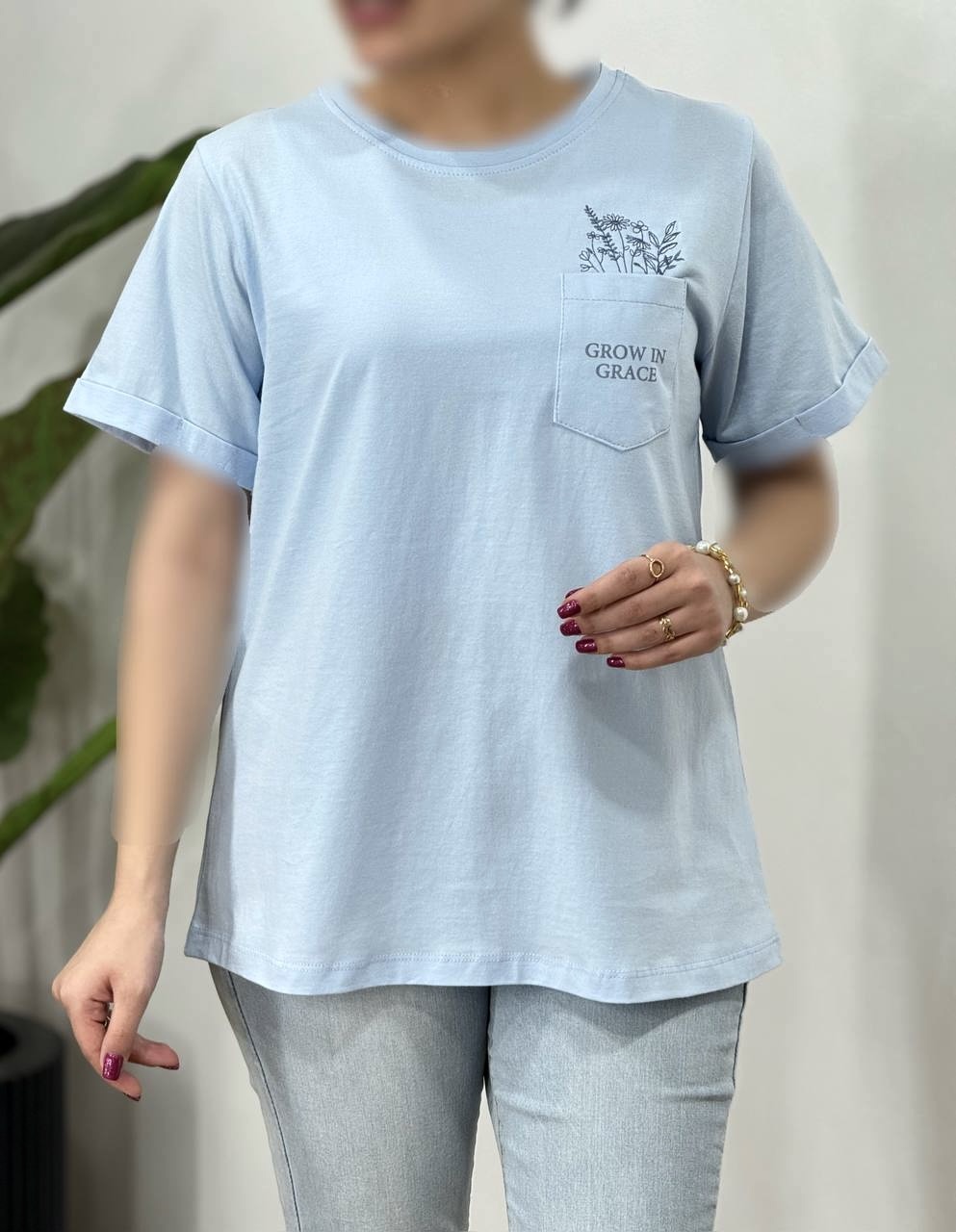 تیشرت زنانه گلدوزی گریس