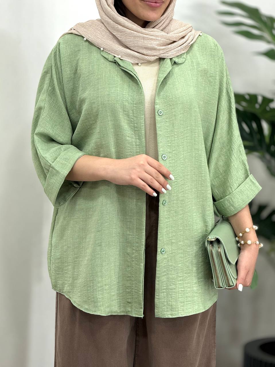 تونیک مانتویی دکمه مخفی پارمین