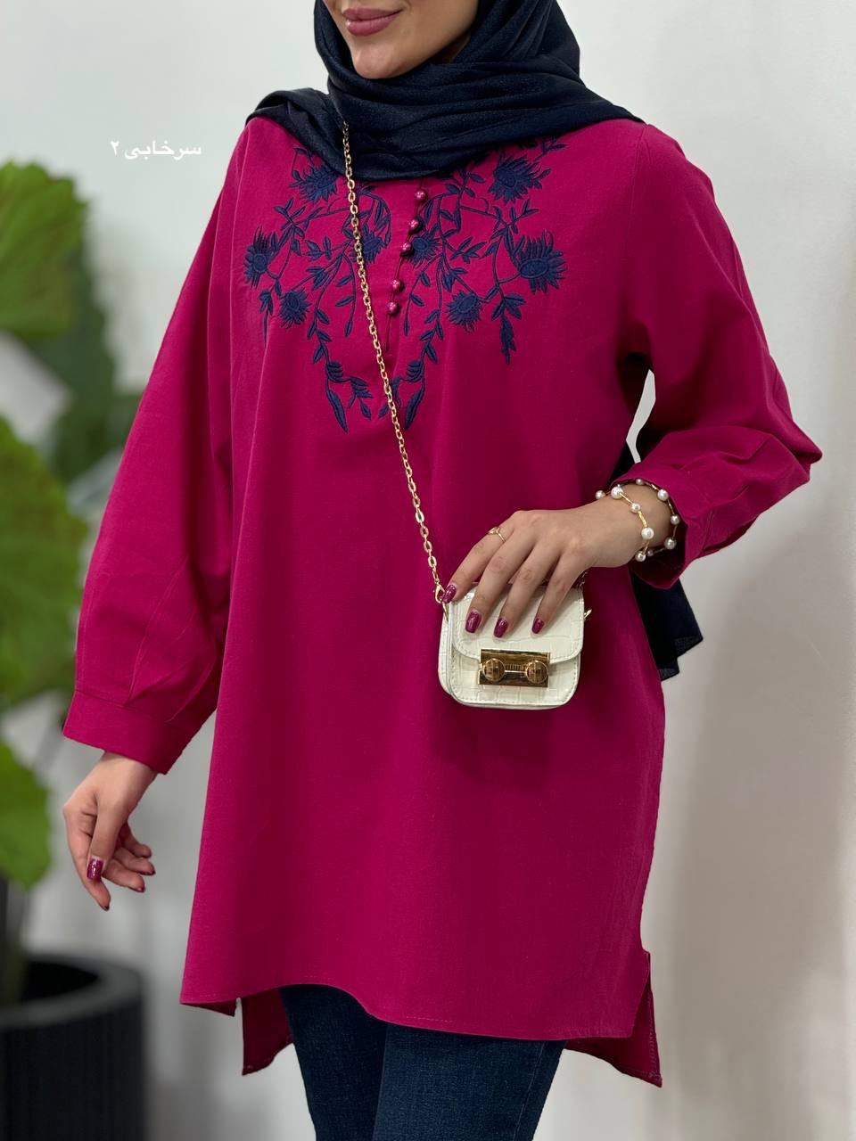 مانتو لینن گلدوزی هدیه