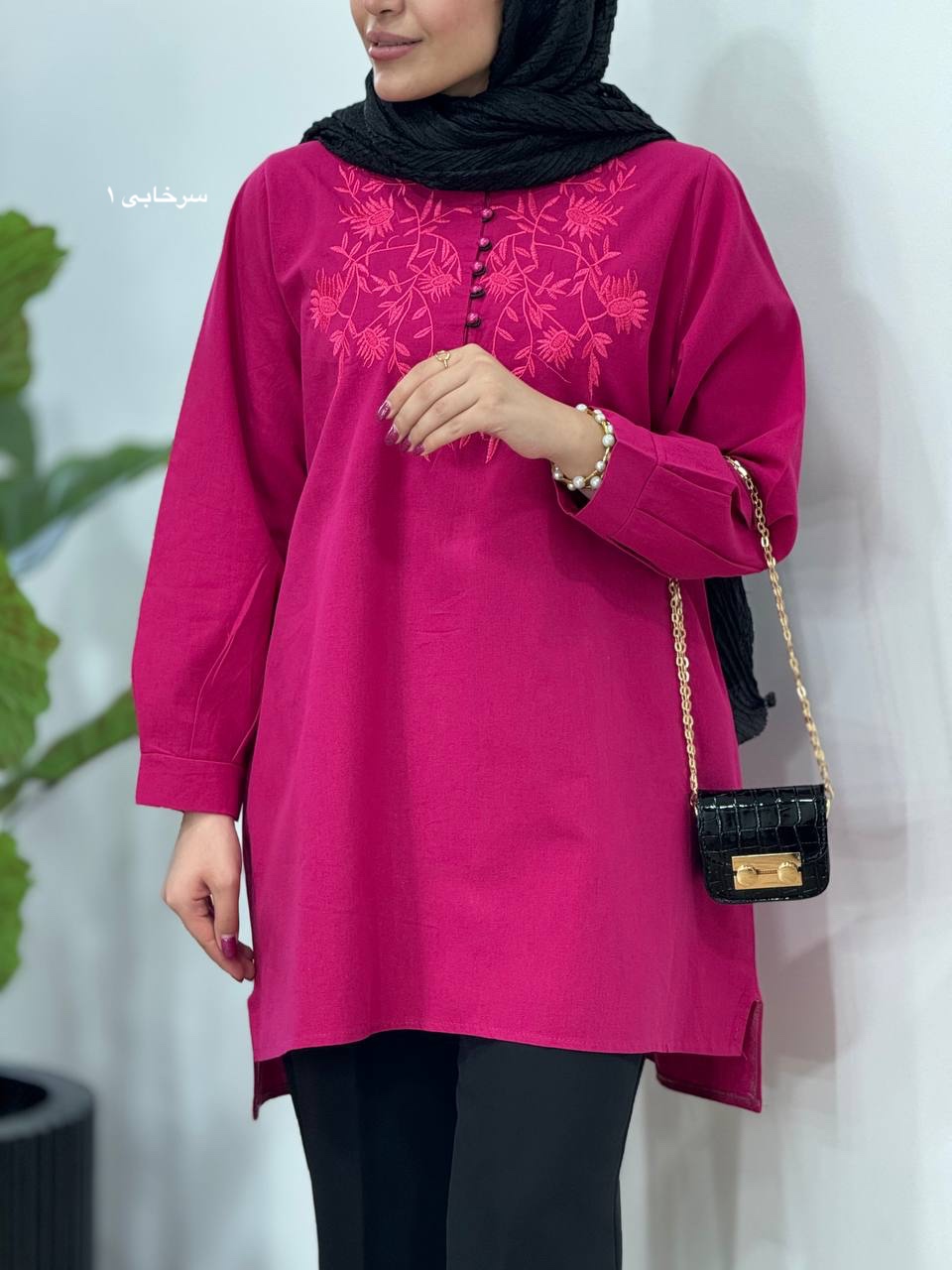 مانتو لینن گلدوزی هدیه