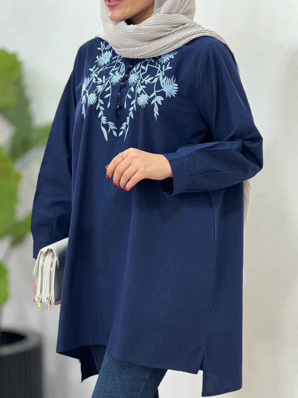 مانتو لینن گلدوزی هدیه