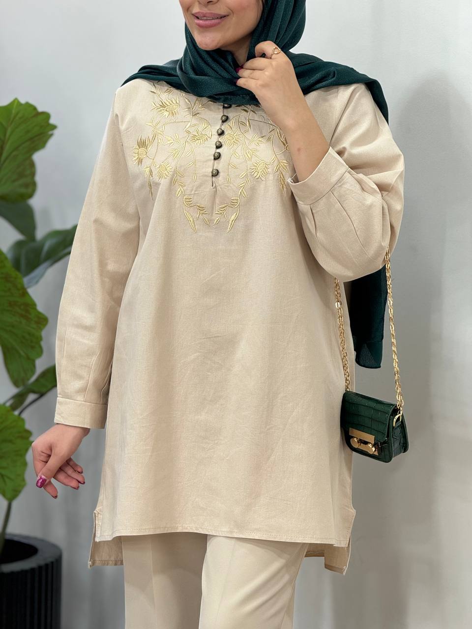 مانتو لینن گلدوزی هدیه
