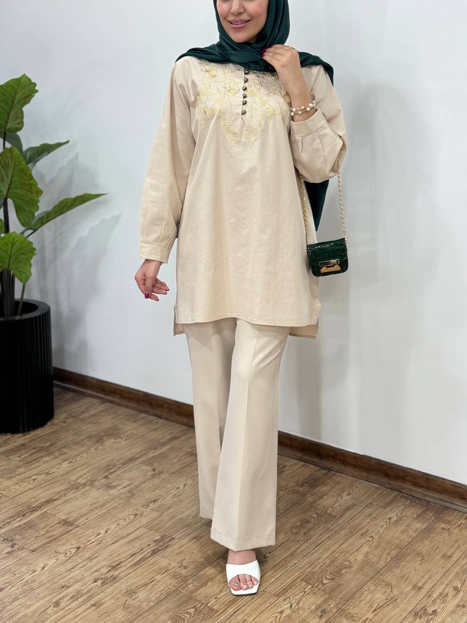 مانتو لینن گلدوزی هدیه